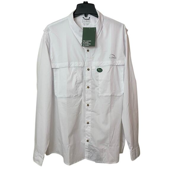 L.L. Bean Tropicwear Shirt Mens Size XXL White UPF 50+ Button Up Long Sleeve NEW - Picture 1 of 16